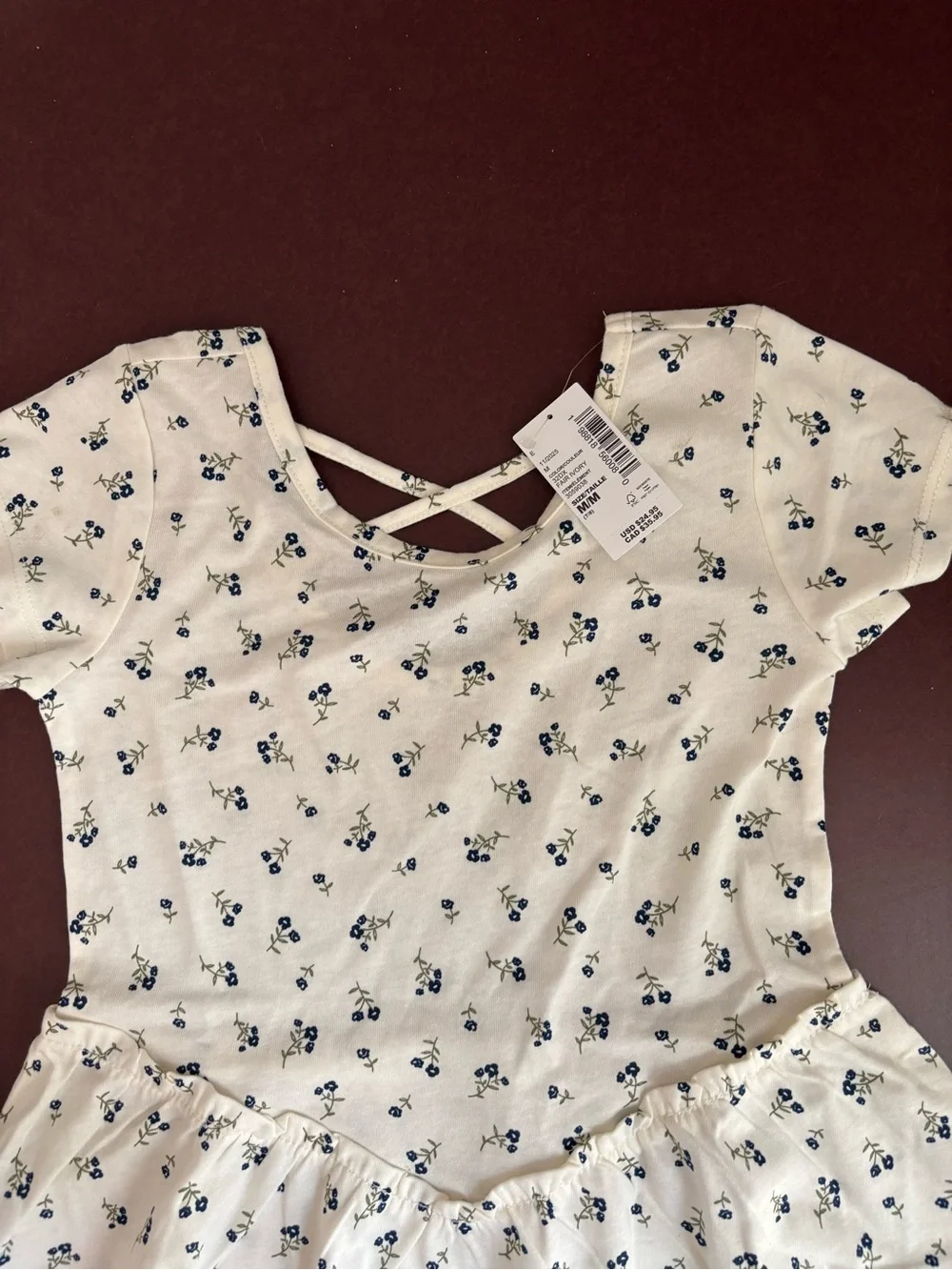 NWT Drop waist girls White Dress with Navy Floral Print - Picture 2 of 4